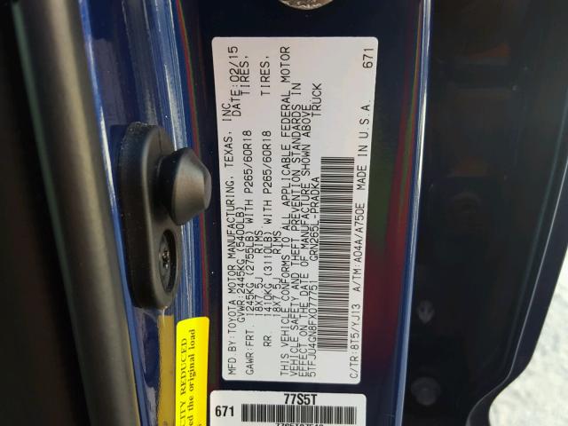 5TFJU4GN8FX077751 - 2015 TOYOTA TACOMA DOU BLUE photo 10