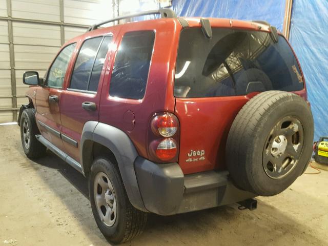 1J4GL48K27W500570 - 2007 JEEP LIBERTY SP RED photo 3