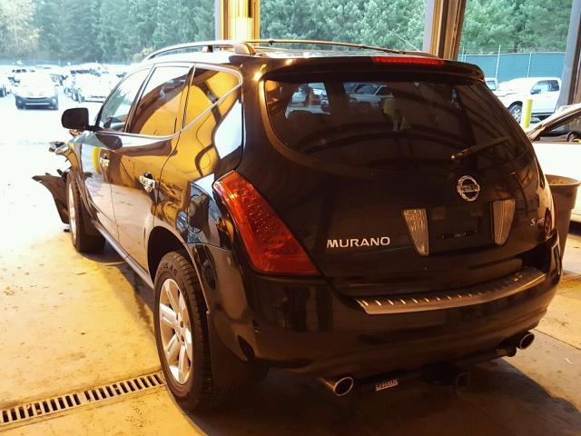 JN8AZ08W77W618012 - 2007 NISSAN MURANO SL BLACK photo 3