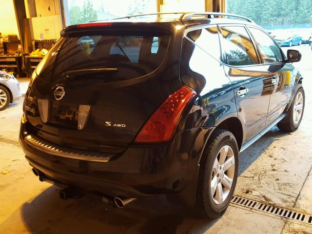 JN8AZ08W77W618012 - 2007 NISSAN MURANO SL BLACK photo 4