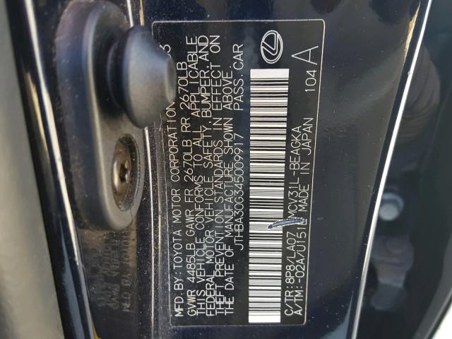 JTHBA30G345009917 - 2004 LEXUS ES 330 BLUE photo 10