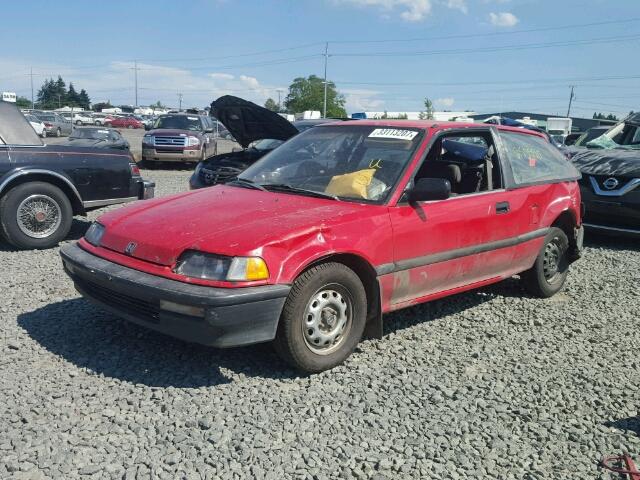 2HGED6340MH555139 - 1991 HONDA CIVIC RED photo 2