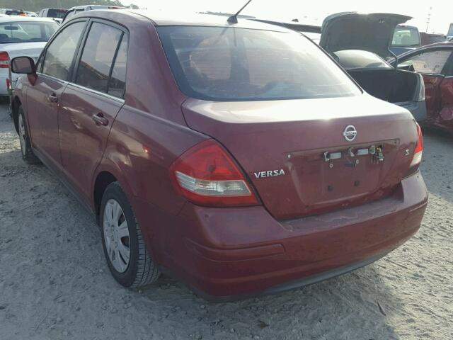 3N1BC11E87L405278 - 2007 NISSAN VERSA S RED photo 3