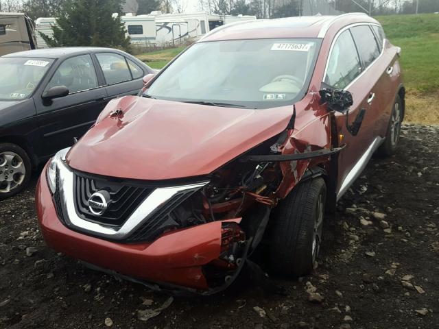 5N1AZ2MH8FN210875 - 2015 NISSAN MURANO S RED photo 2