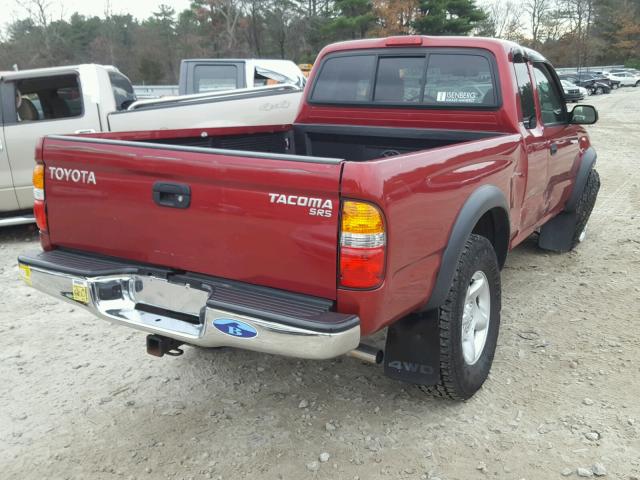 5TEWM72N34Z372342 - 2004 TOYOTA TACOMA XTR RED photo 4