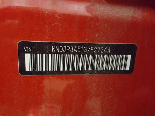 KNDJP3A51G7827244 - 2016 KIA SOUL + RED photo 10