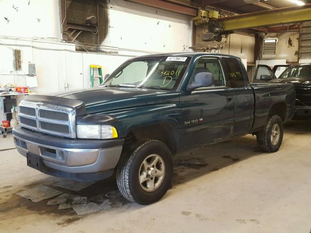 1B7HF13Z9XJ542011 - 1999 DODGE RAM 1500 GREEN photo 2