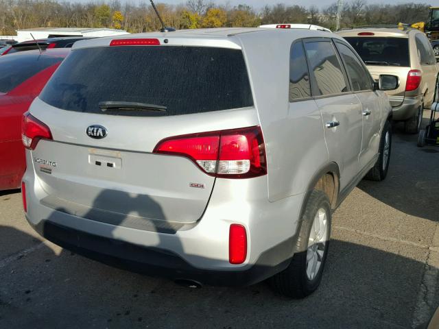 5XYKT3A67EG443705 - 2014 KIA SORENTO LX SILVER photo 4