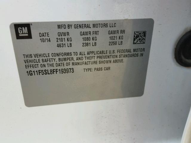 1G11F5SL8FF193973 - 2015 CHEVROLET MALIBU LTZ 白色 照片 10