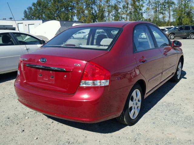 KNAFE222495668550 - 2009 KIA SPECTRA EX RED photo 4