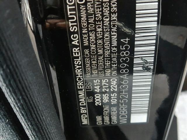 WDBRF52H36A893854 - 2006 MERCEDES-BENZ C GENERATI BLACK photo 10