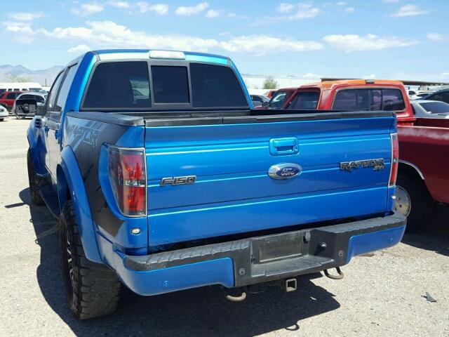 1FTFW1R64DFD48215 - 2013 FORD F150 SVT R BLUE photo 3