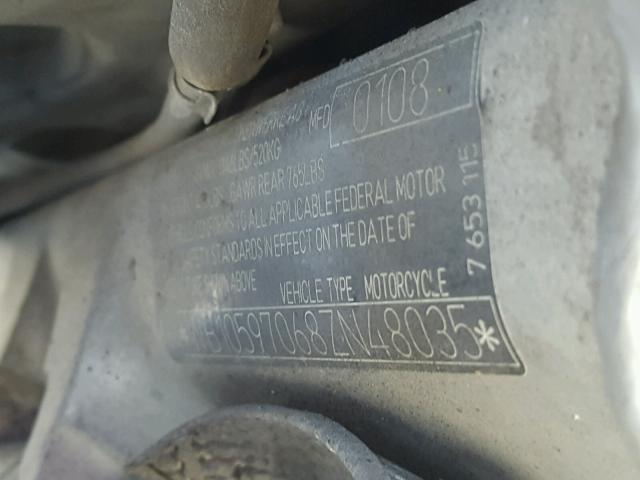 WB10597068ZN48035 - 2008 BMW K1200 GT BLUE photo 10