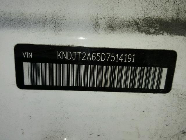 KNDJT2A65D7514191 - 2013 KIA SOUL + WHITE photo 10