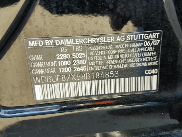 WDBUF87X58B184853 - 2008 MERCEDES-BENZ E 350 4MAT BLACK photo 10