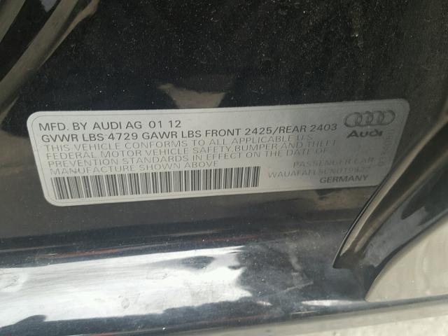 WAUAFAFL5CN019822 - 2012 AUDI A4 PREMIUM BLACK photo 10