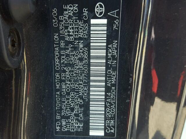 JTKDE177760130869 - 2006 TOYOTA SCION TC 白色 照片 10