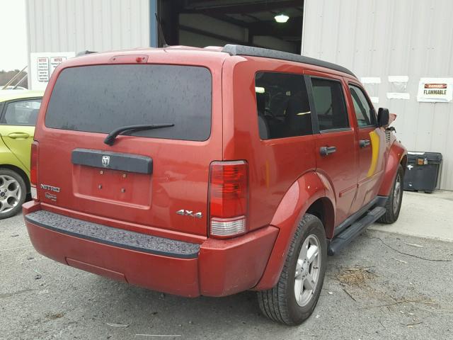 1D8GU28K58W142746 - 2008 DODGE NITRO SXT BURGUNDY photo 4