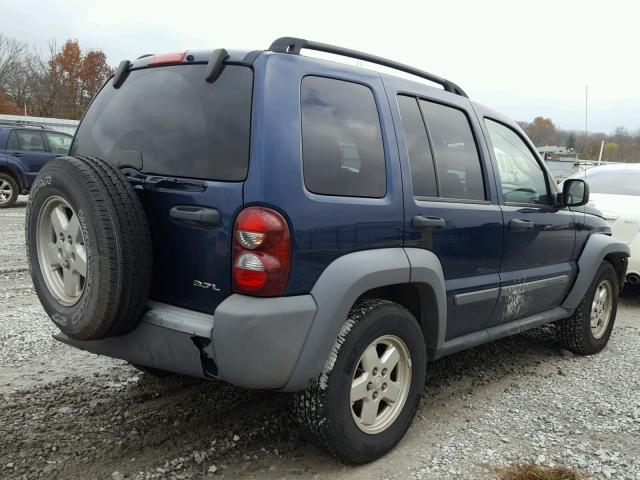 1J4GL48K45W615605 - 2005 JEEP LIBERTY SP BLUE photo 4