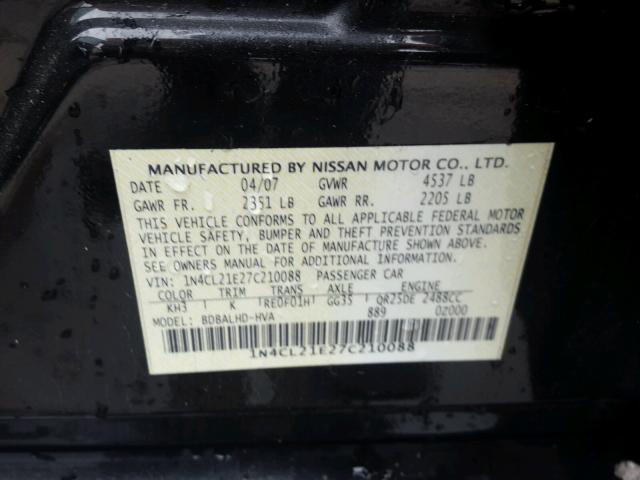 1N4CL21E27C210088 - 2007 NISSAN ALTIMA HYB BLUE photo 10