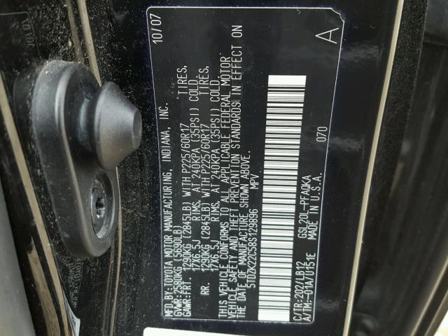 5TDZK22C58S129896 - 2008 TOYOTA SIENNA XLE BLACK photo 10