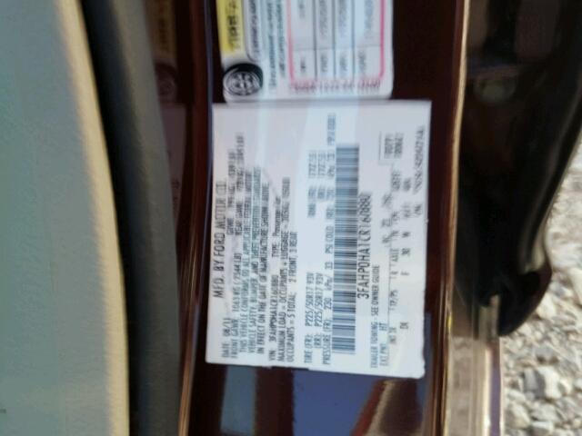 3FAHP0HA1CR160880 - 2012 FORD FUSION SE BROWN photo 10