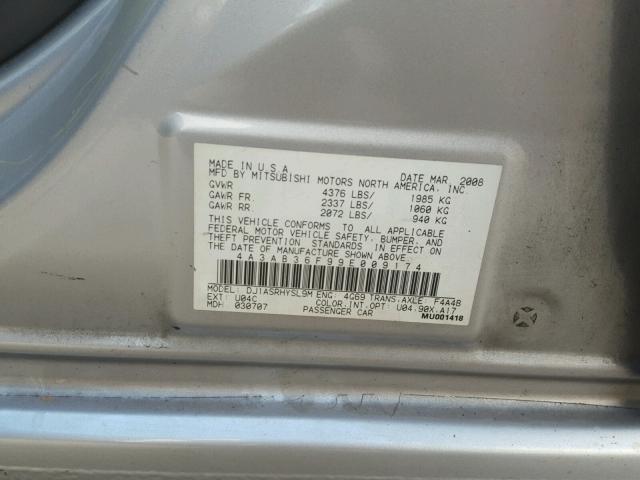 4A3AB36F99E009174 - 2009 MITSUBISHI GALANT ES SILVER photo 10