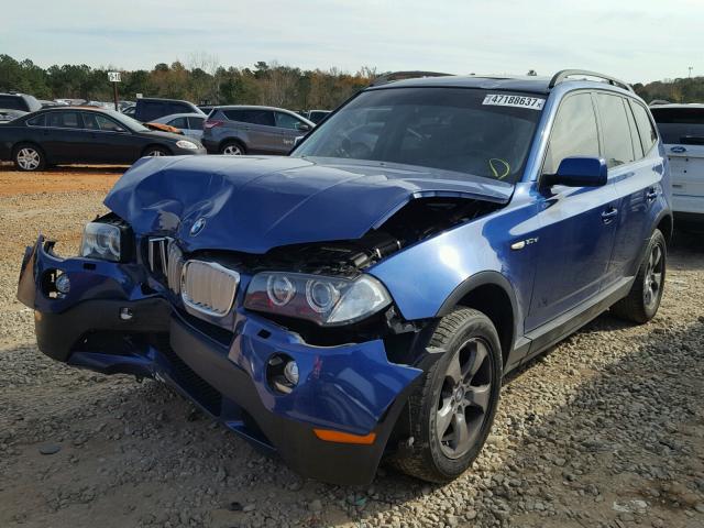 WBXPC93448WJ17228 - 2008 BMW X3 3.0SI BLUE photo 2