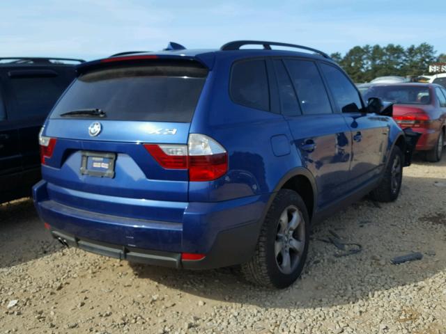 WBXPC93448WJ17228 - 2008 BMW X3 3.0SI BLUE photo 4