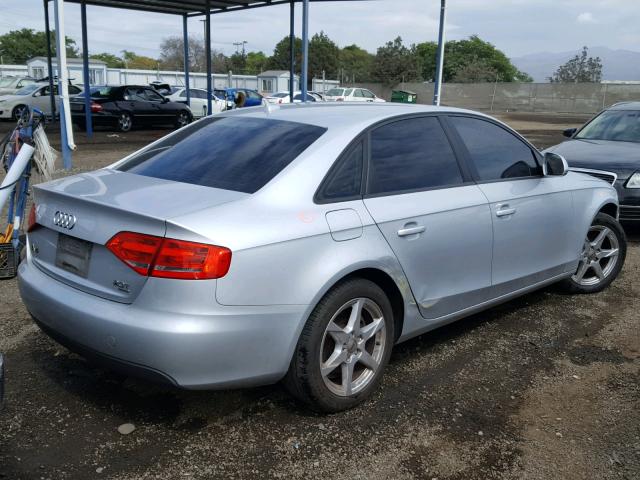 WAULF78K79N011763 - 2009 AUDI A4 2.0T QU SILVER photo 4