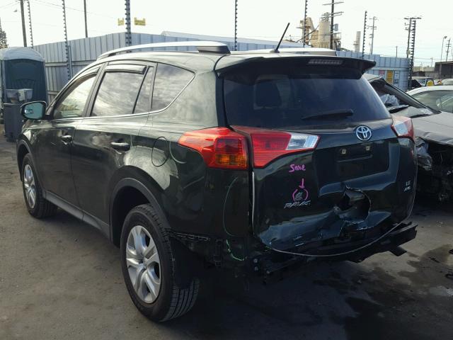 JTMBFREV4DD015339 - 2013 TOYOTA RAV4 LE GREEN photo 3