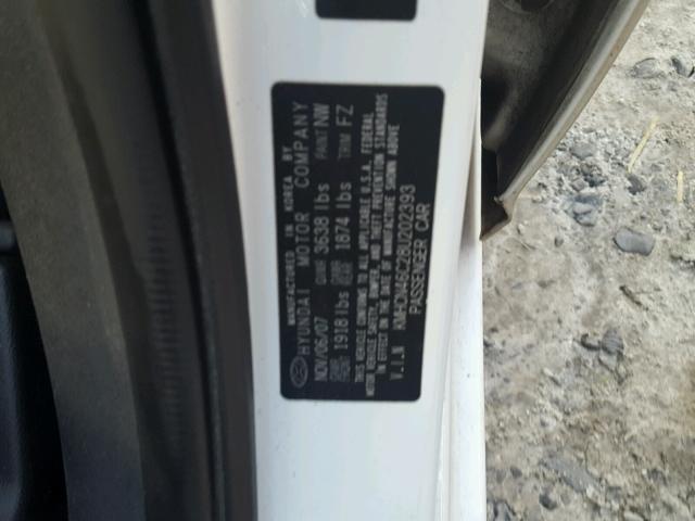 KMHCN46C28U202393 - 2008 HYUNDAI ACCENT GLS WHITE photo 10