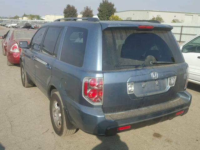 5FNYF28437B043957 - 2007 HONDA PILOT EX BLUE photo 3