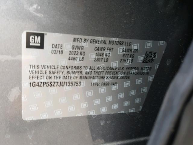 1G4ZP5SZ7JU135753 - 2018 BUICK LACROSSE E 石墨色 照片 10