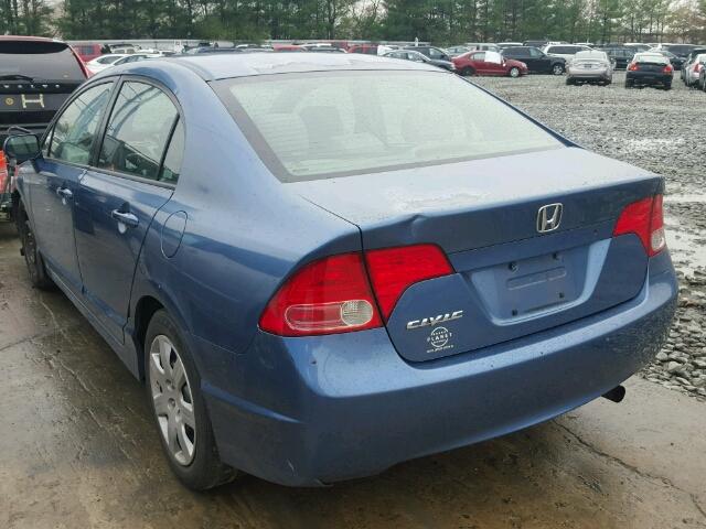 2HGFA16538H517530 - 2008 HONDA CIVIC LX BLUE photo 3