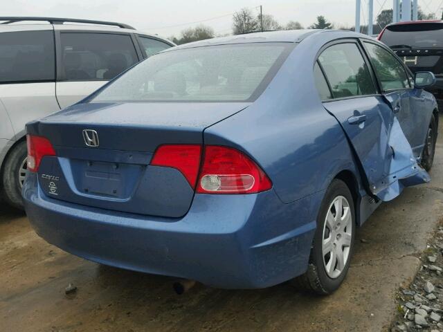 2HGFA16538H517530 - 2008 HONDA CIVIC LX BLUE photo 4