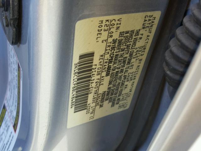 3N1BC1CP8BL486886 - 2011 NISSAN VERSA S SILVER photo 10