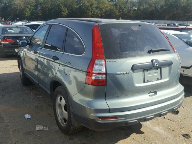 5J6RE3H37BL016460 - 2011 HONDA CR-V LX GREEN photo 3