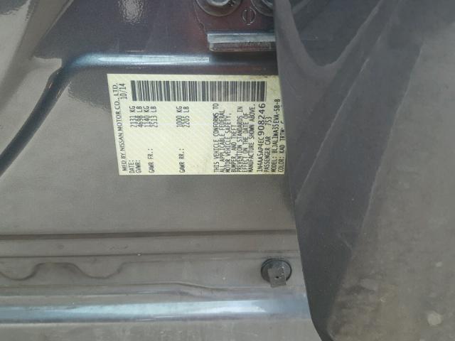 1N4AA5AP4EC908246 - 2014 NISSAN MAXIMA S GRAY photo 10