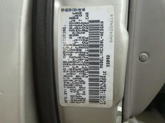 4T1BF28B31U135696 - 2001 TOYOTA AVALON XL SILVER photo 10