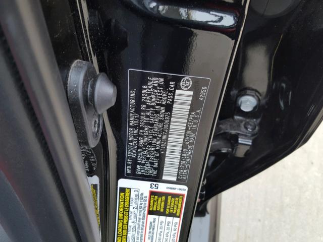 4T1BZ1HK7JU006975 - 2018 TOYOTA CAMRY XSE BLACK photo 10