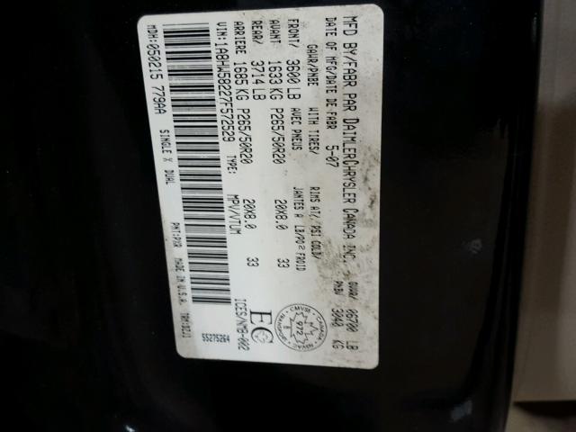 1A8HW58227F572529 - 2007 CHRYSLER ASPEN LIMI GRAY photo 10