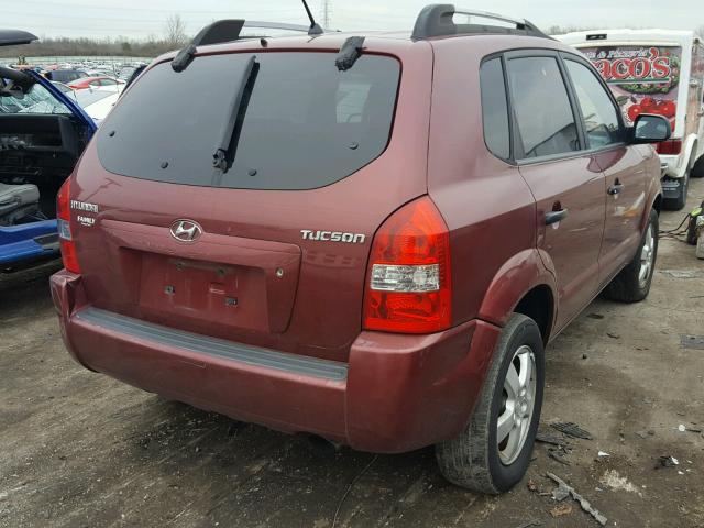 KM8JM12B15U094852 - 2005 HYUNDAI TUCSON GL BURGUNDY photo 4