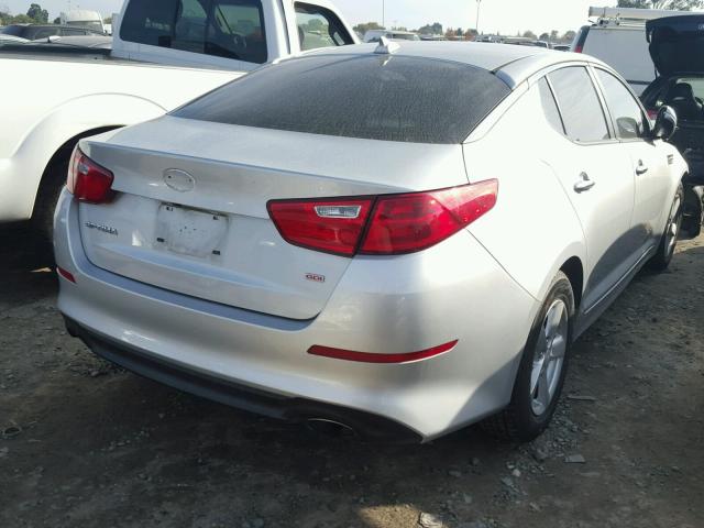 KNAGM4A78E5515549 - 2014 KIA OPTIMA LX SILVER photo 4