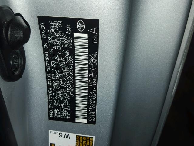 JTKDE167290291605 - 2009 TOYOTA SCION TC 银色 照片 10