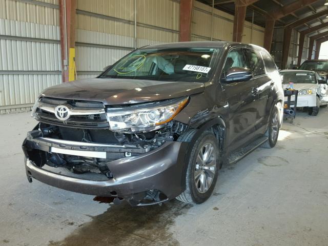 5TDZKRFH9GS169394 - 2016 TOYOTA HIGHLANDER GRAY photo 2