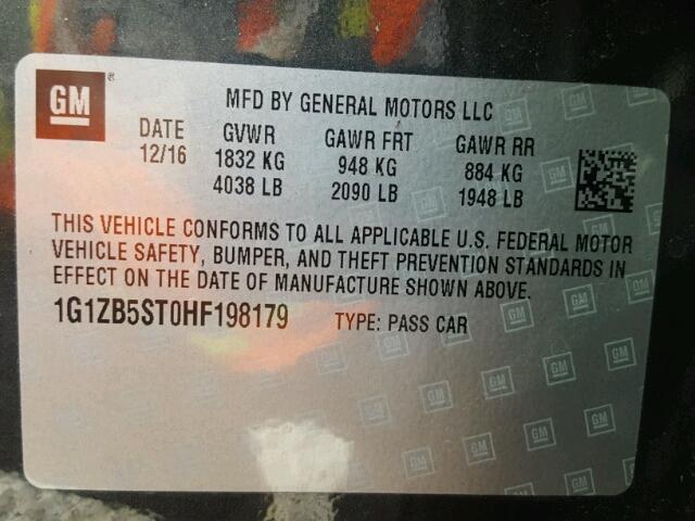 1G1ZB5ST0HF198179 - 2017 CHEVROLET MALIBU LS Grafit foto 10