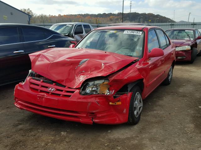 KMHCG45C34U501476 - 2004 HYUNDAI ACCENT GL RED photo 2