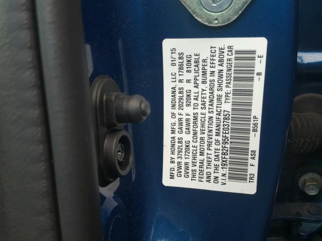 19XFB2F95FE037857 - 2015 HONDA CIVIC EXL 蓝色 照片 10