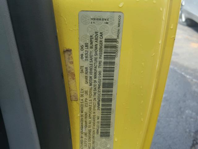 3VWRW31C27M502190 - 2007 VOLKSWAGEN NEW BEETLE 黄色 照片 10